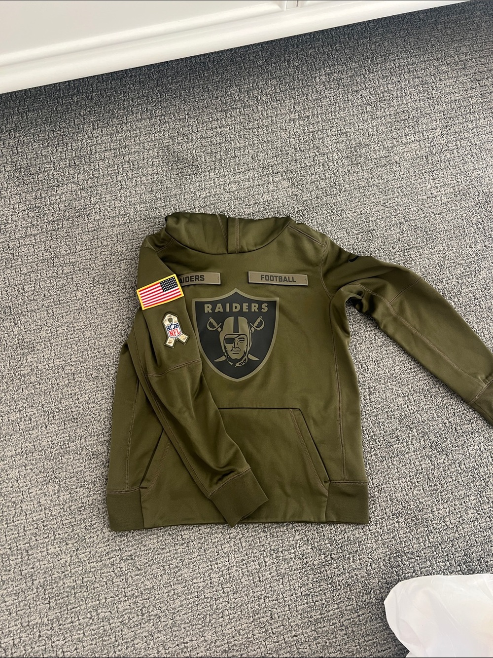 Nike Olive Green Raiders Pullover Hoodie for Kids